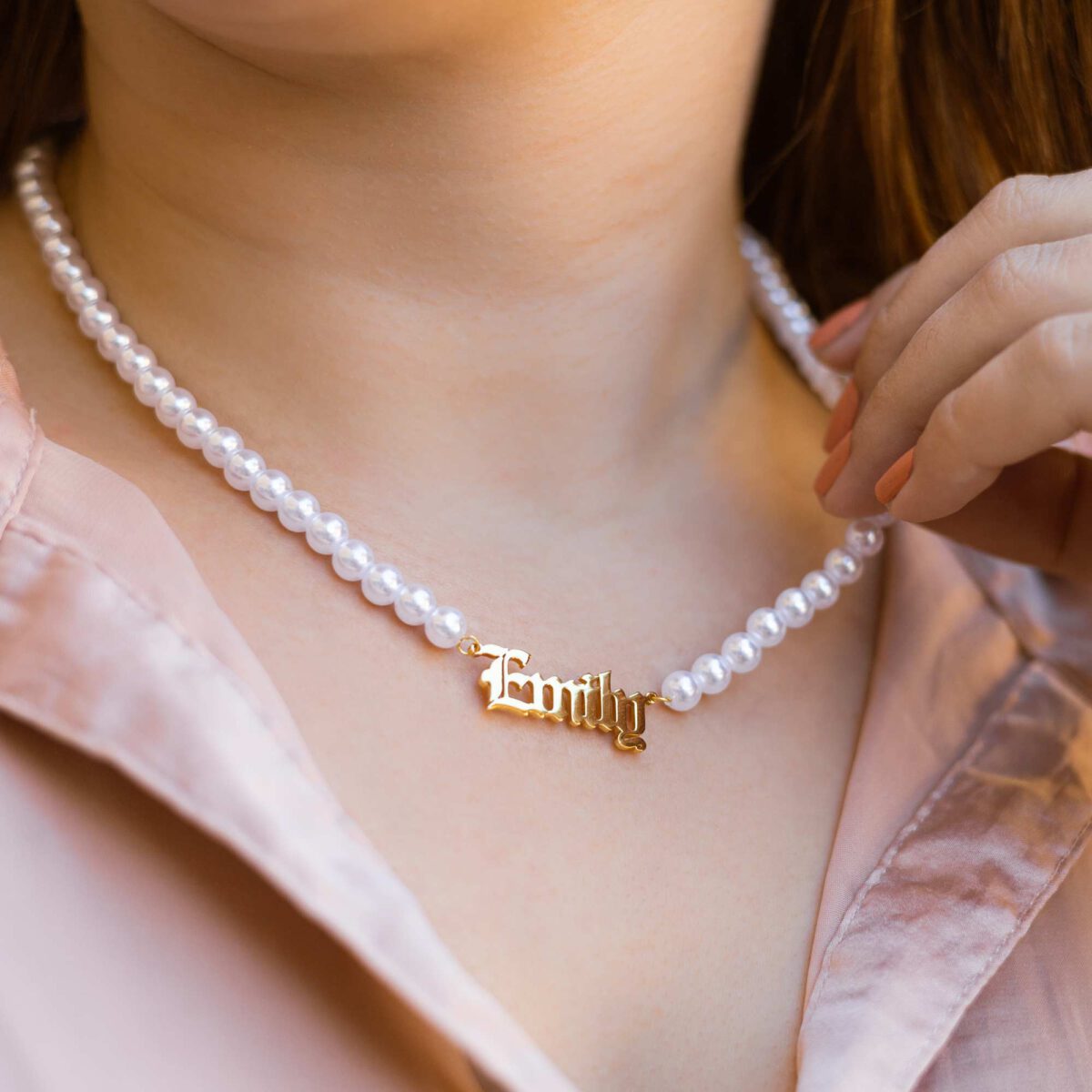 Personalized Pearl Name Necklace