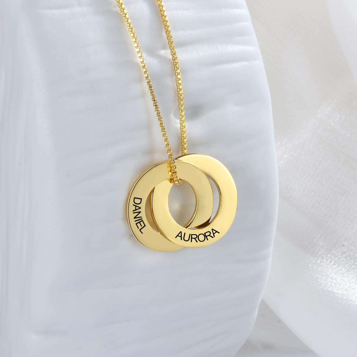 Personalized Russian Ring Necklace Gold 2 Rings