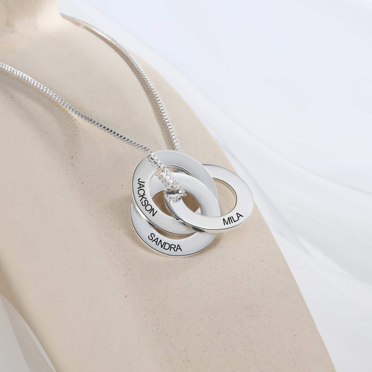 Personalized Russian Ring Necklace Silver 3 Rings