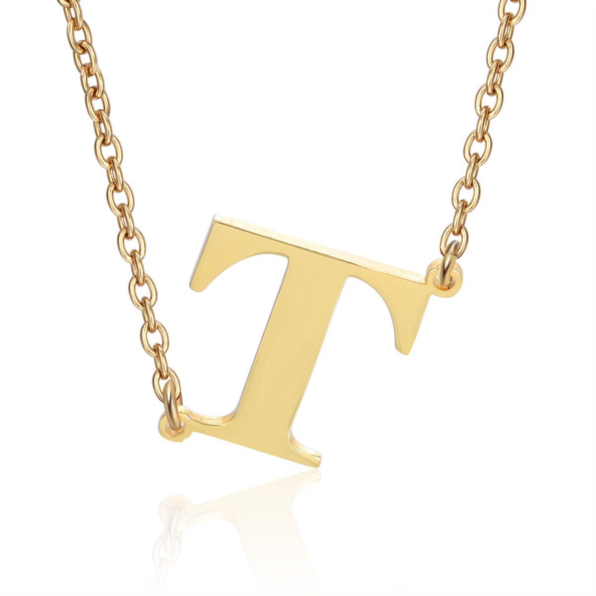 Personalized Sideways Initial Necklace Gold