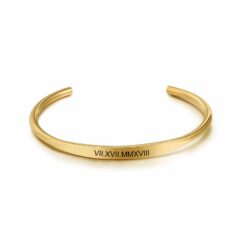 Roman Numeral Anniversary Bangle For Women Gold