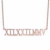 Roman Numeral Date Necklace Rose Gold