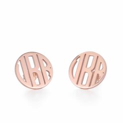 Rose Gold 3 Letters Monogram Stud Earrings