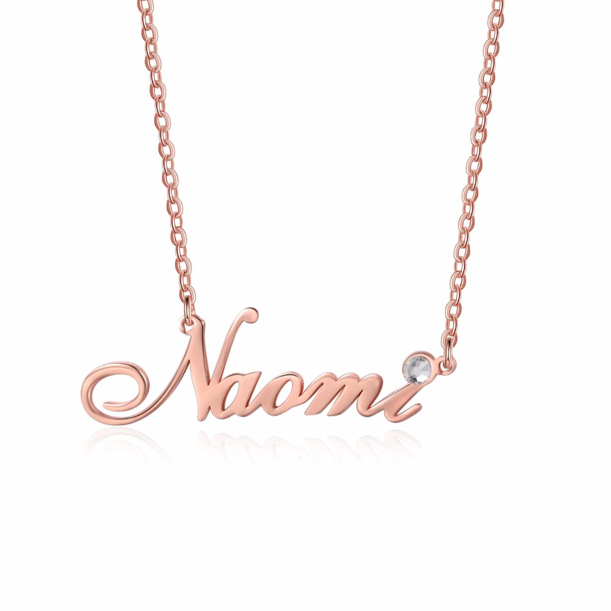 Rose Gold Birthstone Name Necklace