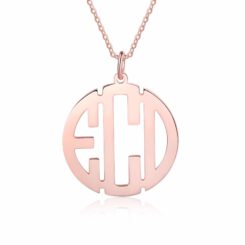 Rose Gold Block Letter Monogram Necklace