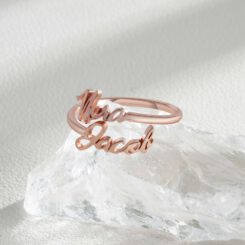 Rose Gold Couple Love Two Name Ring