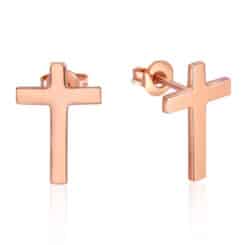 Rose Gold Cross Stud Earrings