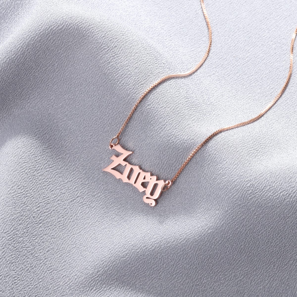 Rose Gold Gothic Font Necklace