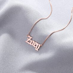 Rose Gold Gothic Font Necklace