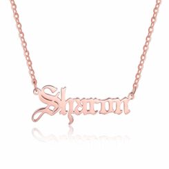 Old English Name Necklace Gold