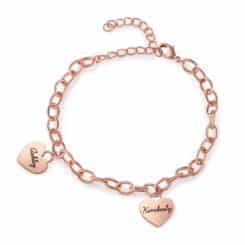 Rose Gold Heart Charm Bracelet