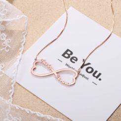 Rose Gold Infinity Name Necklace for Couples