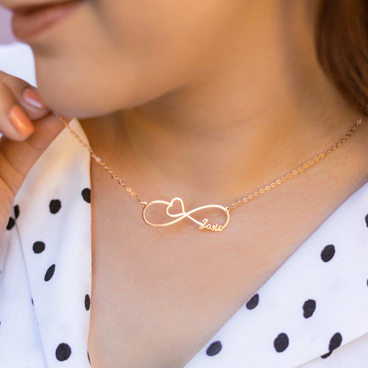 Rose Gold Infinity Name Necklace Personalized