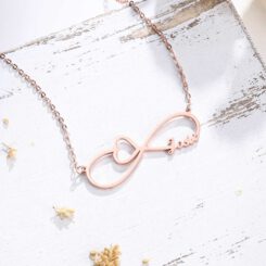 Rose Gold Infinity Necklace With Name