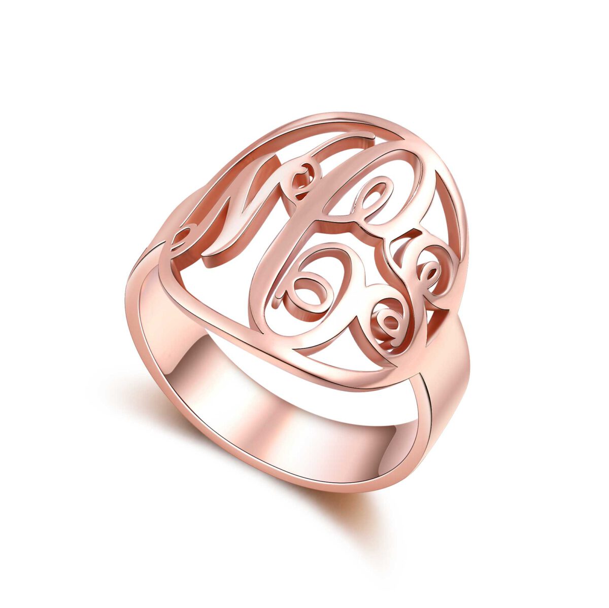 Rose Gold Monogram Initial Ring