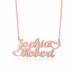 Rose Gold Name Necklace for Couple Two Names