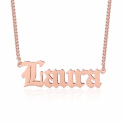 Rose Gold Old English Font Necklace