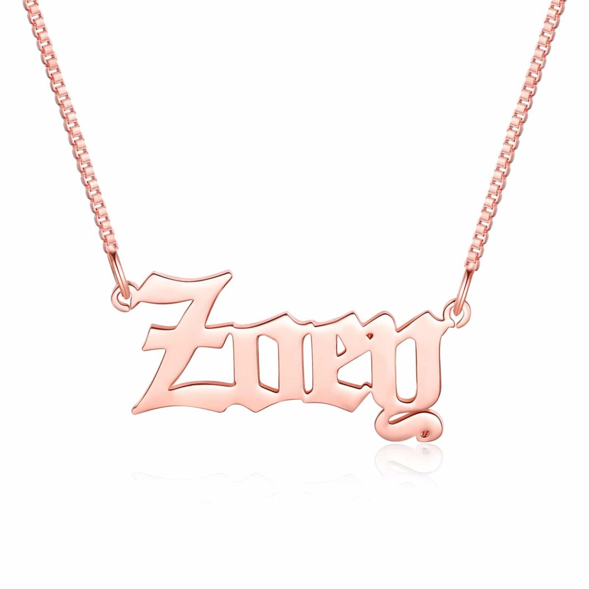 Rose Gold Old English Name Necklace