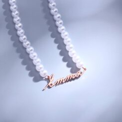 Rose Gold Pearl Name Necklace