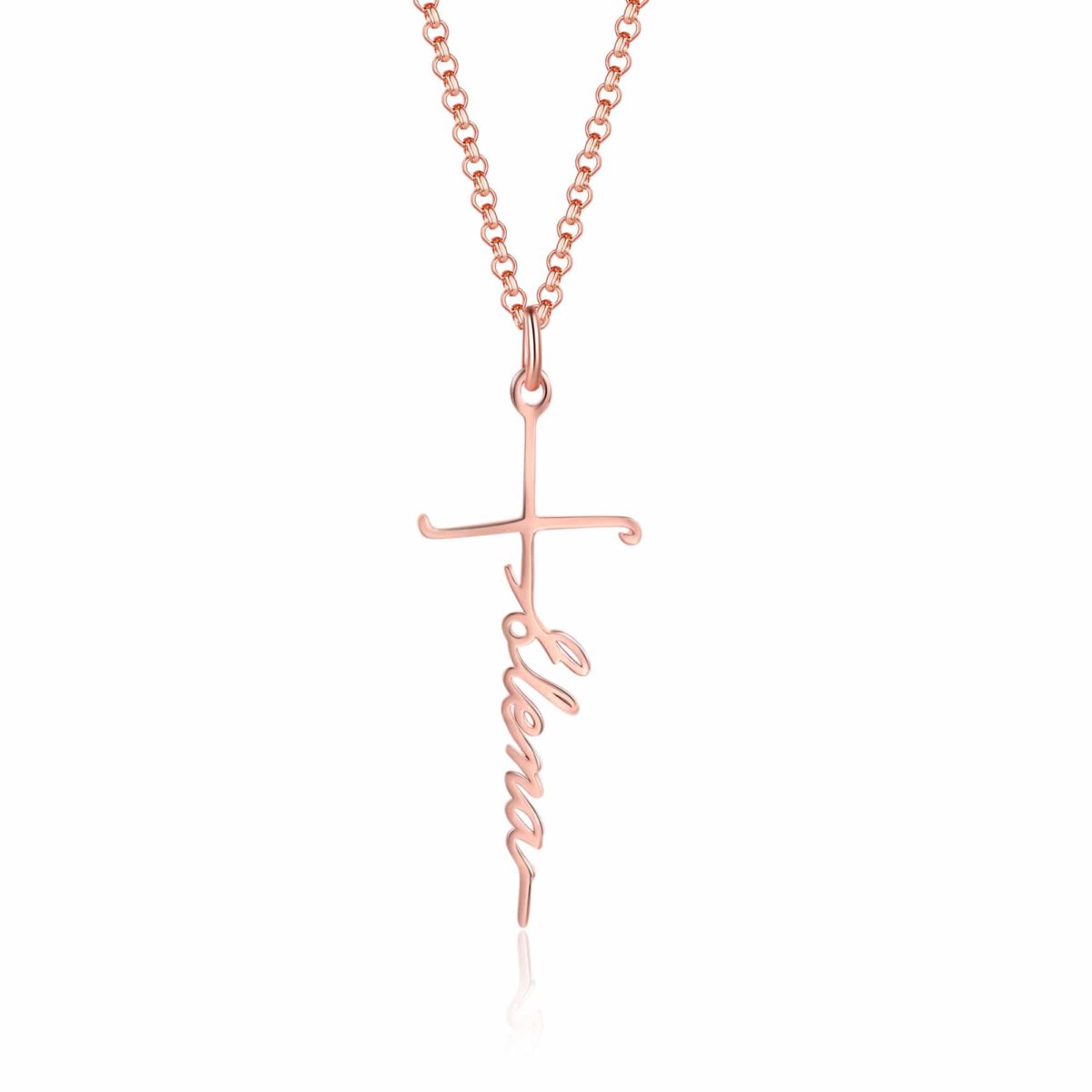 Rose Gold Personalized Cross Necklace