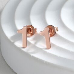 Rose Gold Personalized Number Earrings 8