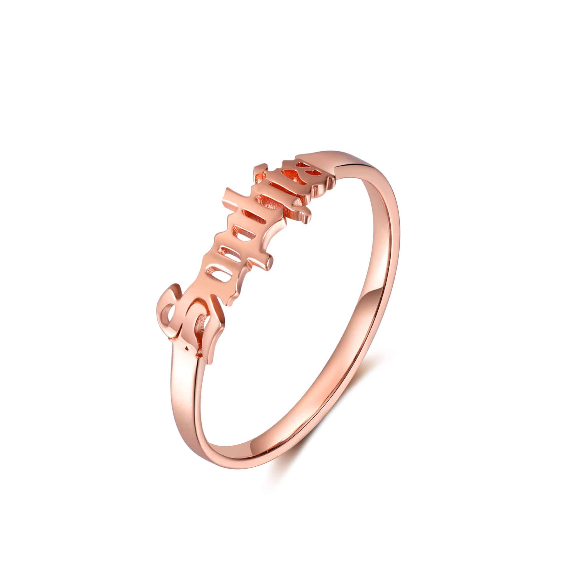 Rose Gold Personalized Script Name Ring