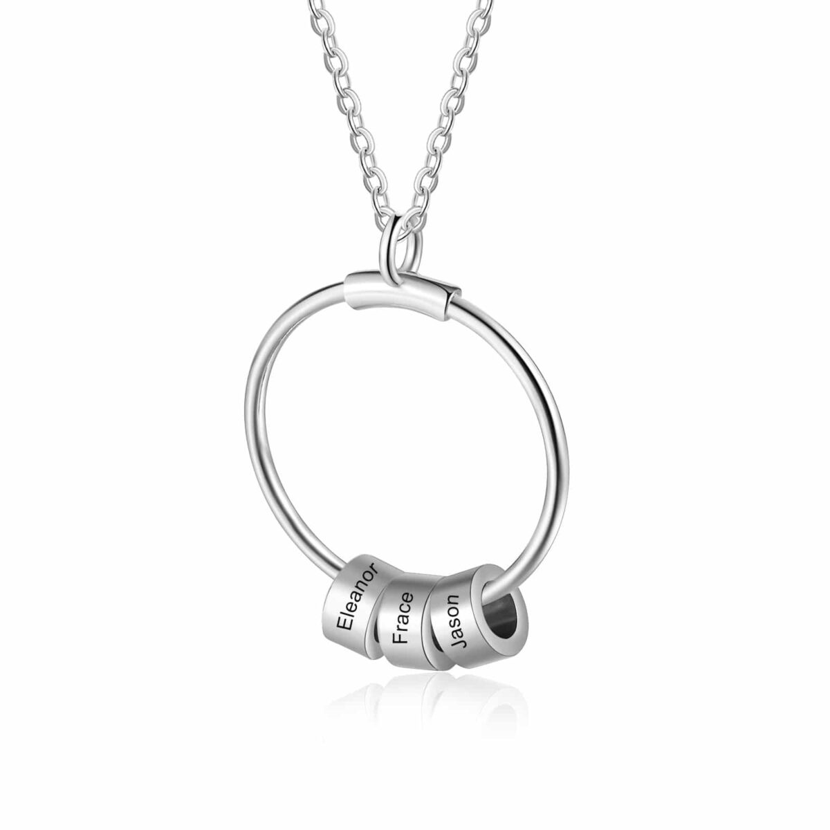 Round Pendant Mom Necklace With Engraved Names