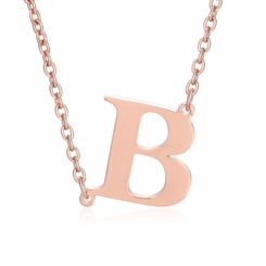 Side Initial Necklace Rose Gold