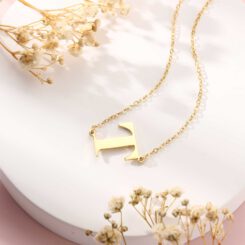 Sideway Initial Necklace Gold