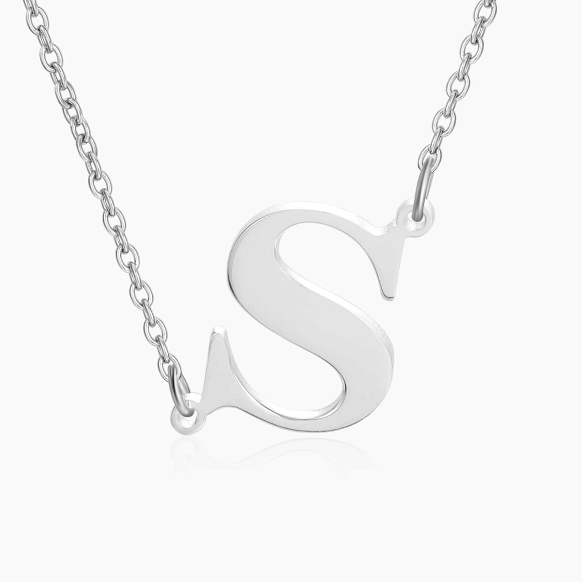 Sideways Initial Necklace Sterling Silver