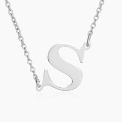 Sideways Initial Necklace Sterling Silver