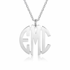 Silver Block Letter Monogram Necklace