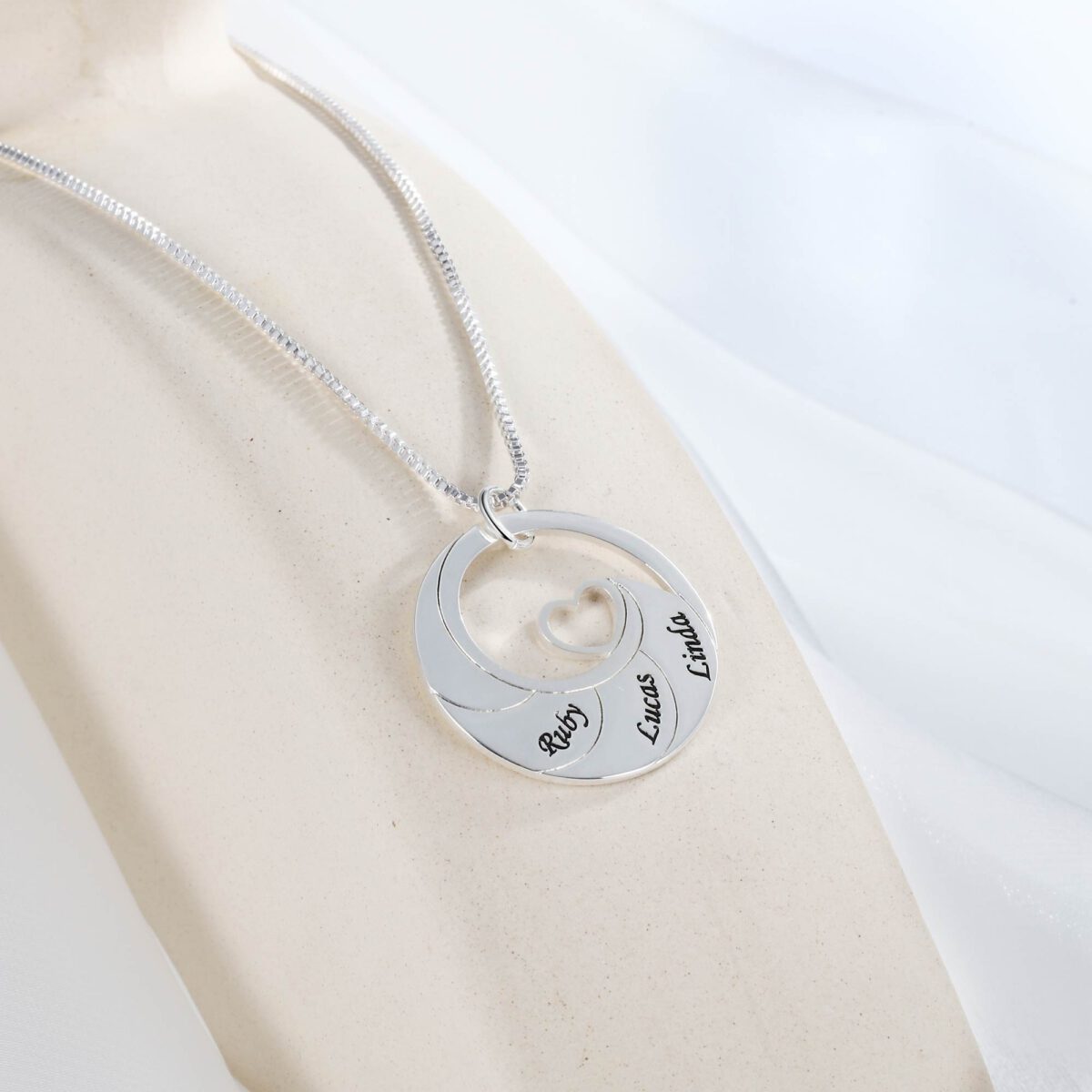 Silver Engraved Mom Necklace