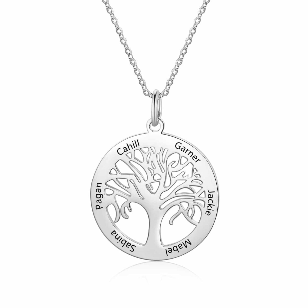 Silver Family Tree Necklace Silver