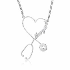 Silver Heart Nurse Necklace