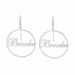 Silver Hoop Name Earrings