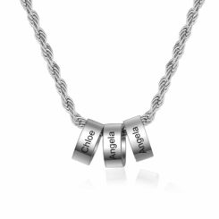 Silver Mom Charm Necklace With 1-8 Names