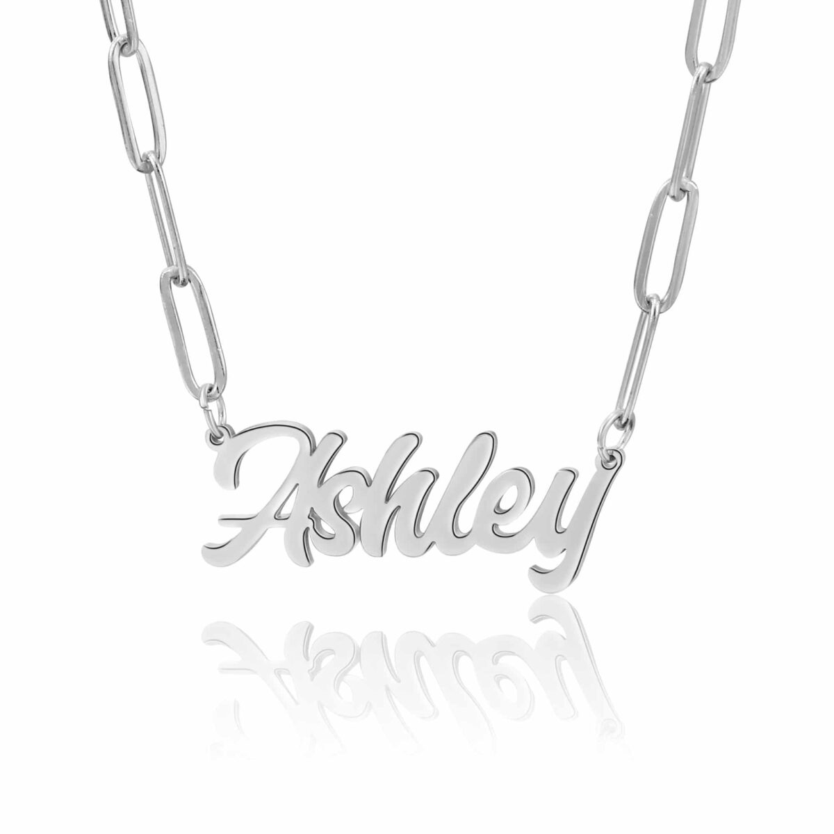 Silver Paperclip Chain Name Necklace