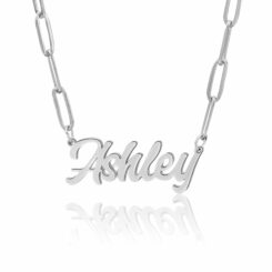 Silver Paperclip Chain Name Necklace