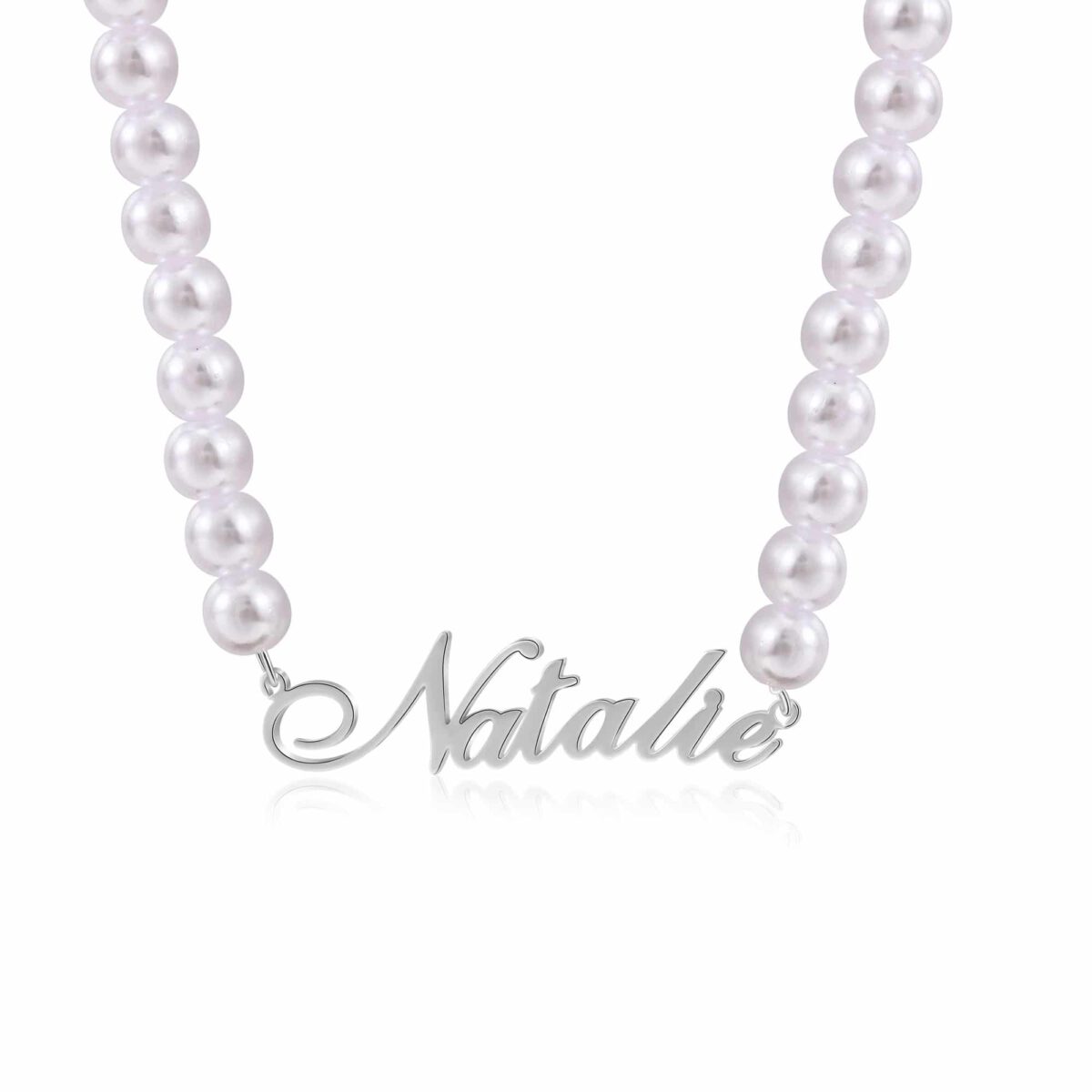 Silver Pearl Name Necklace