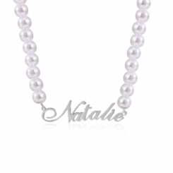 Silver Pearl Name Necklace