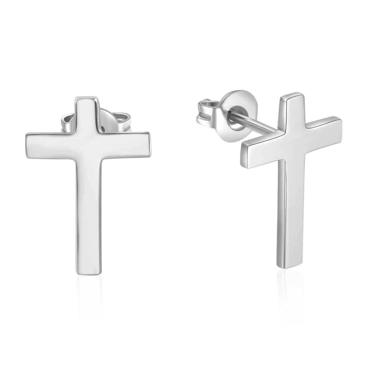 Small Cross Earrings Silver