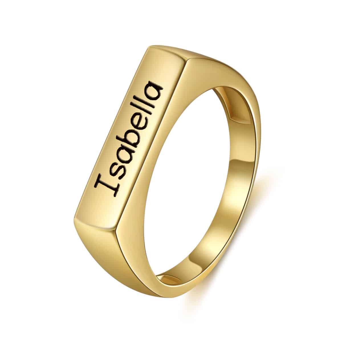 Stackable Name Ring Gold Engraved