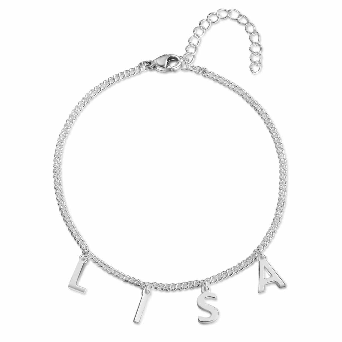 Sterling Silver Dangle Name Anklet