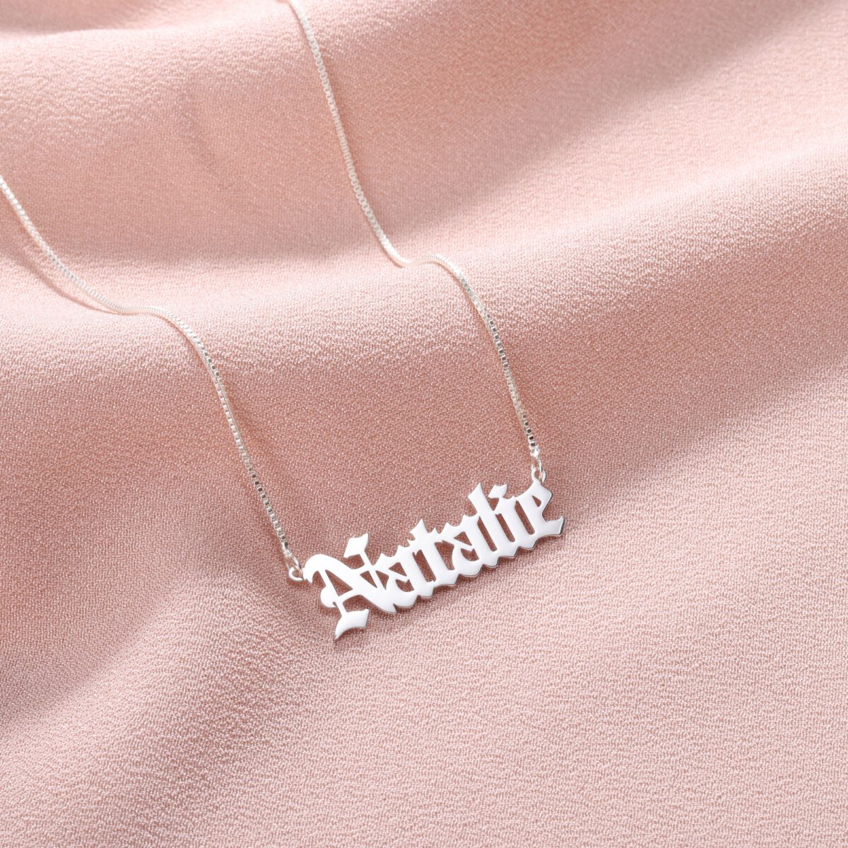 Sterling Silver Gothic Font Name Necklace