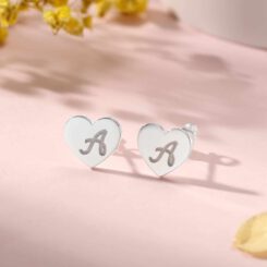 Sterling Silver Initial Stud Earrings