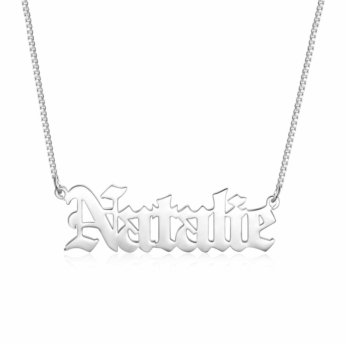 Sterling Silver Old English Name Necklace