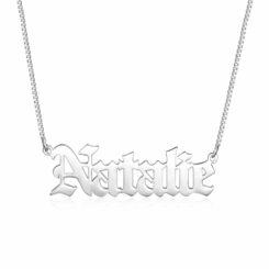 Sterling Silver Old English Name Necklace