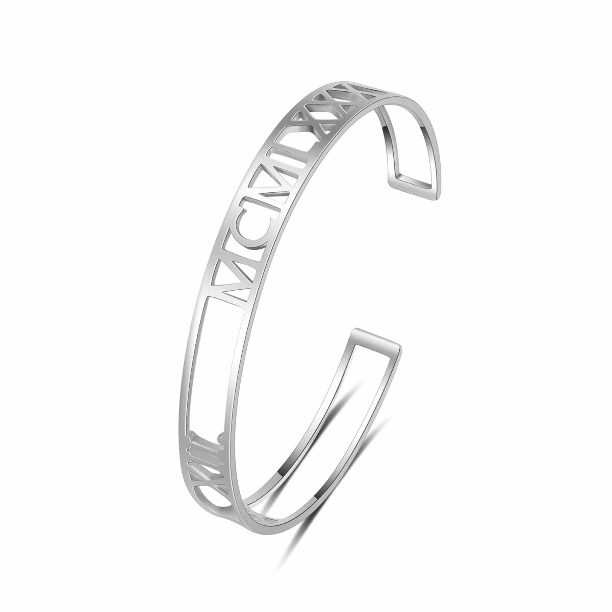 Sterling Silver Roman Numeral Bangle