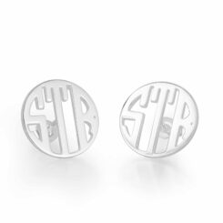 Sterling Silver Stud 3 Initials Monogram Earrings